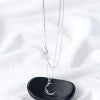 S925 Sterling Silver Sweet Moon Short Glossy Crescent Necklace For Women