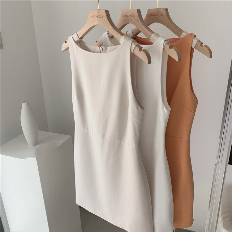 Temperament White Dress Sleeveless Waist Vest