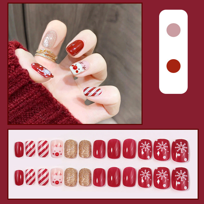 Nail Patch Fake Nail Removable Nail Piece Strawberry Flow Heart Butterfly Wear Finished Short Style