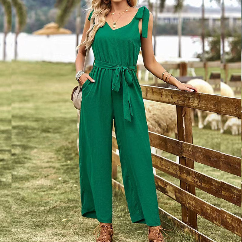 Ladies' Elegant Solid Color Jumpsuit – Sleek and Stylish