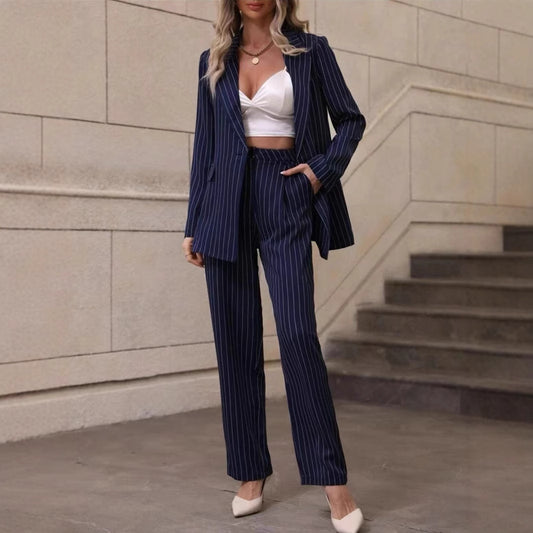 Elegant Striped High-End Fashion Suit