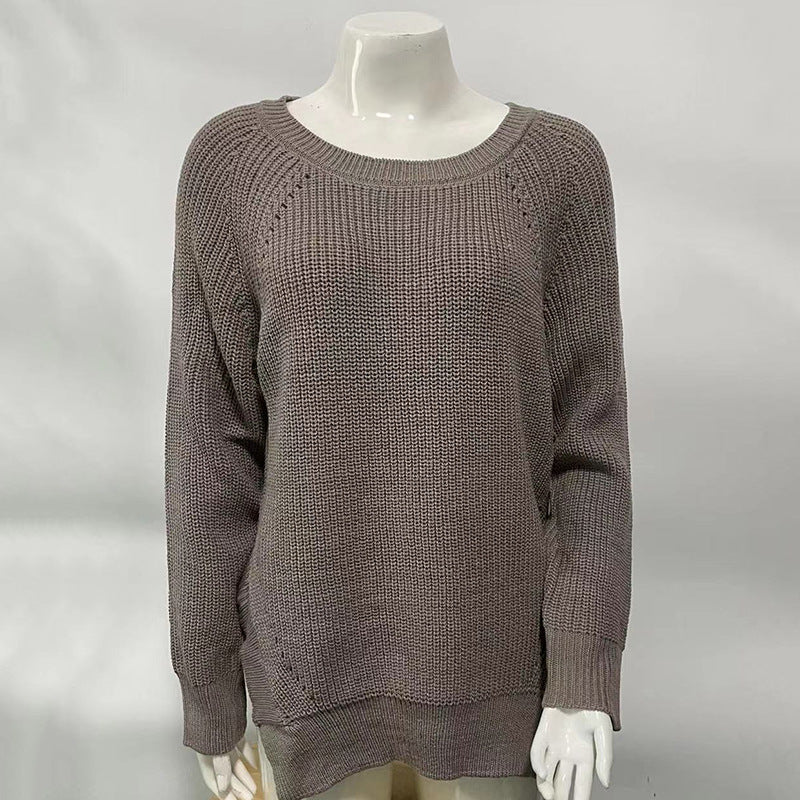 New European and American Hollowed-Out Knitted Sweater for Women