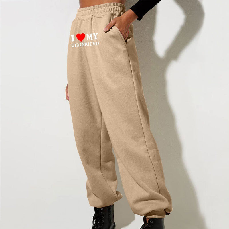 Women's Fashion Printed Casual Loose High Waist Workout Pants