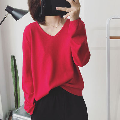 V-Neck Long Sleeve Pullover Sweater