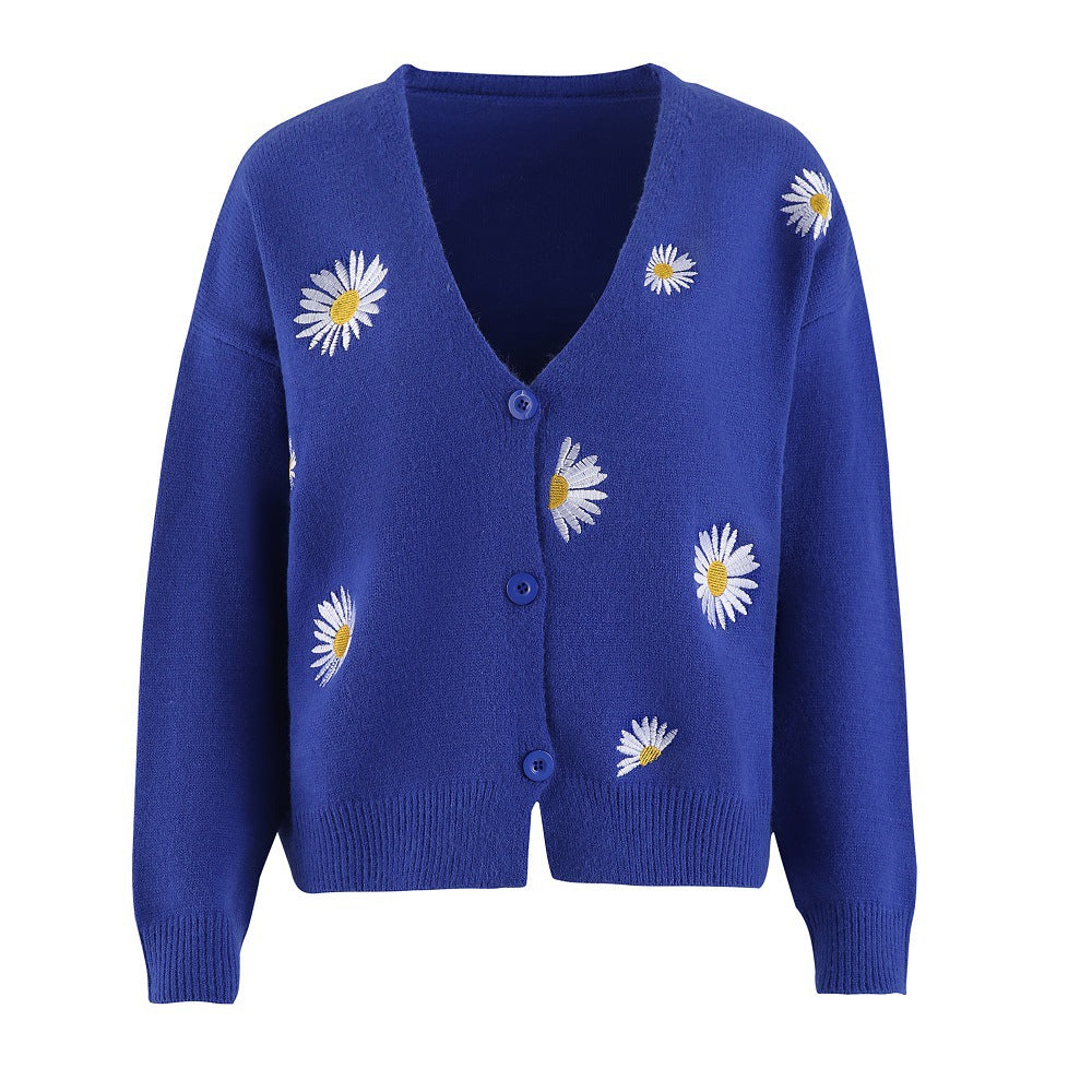 Women's Single-Breasted Cardigan Coat Chrysanthemum