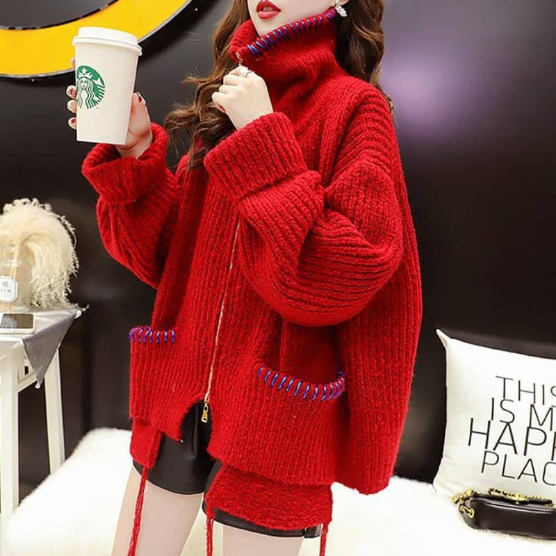 New Autumn and Winter Loose Chinese New Year Red Casual Jacket