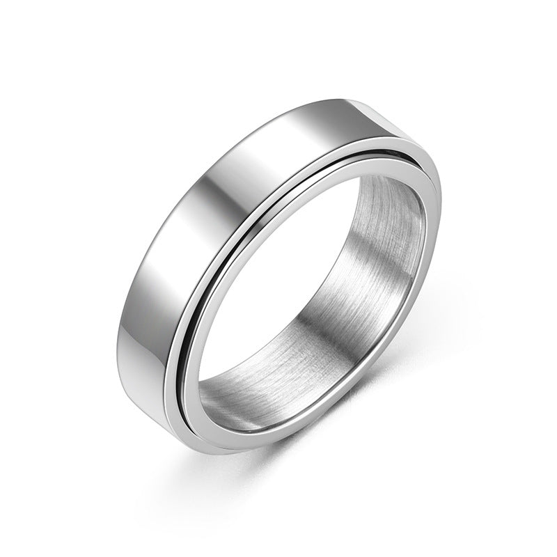 Rotating Titanium Steel Simple Bracelet Ring For Women