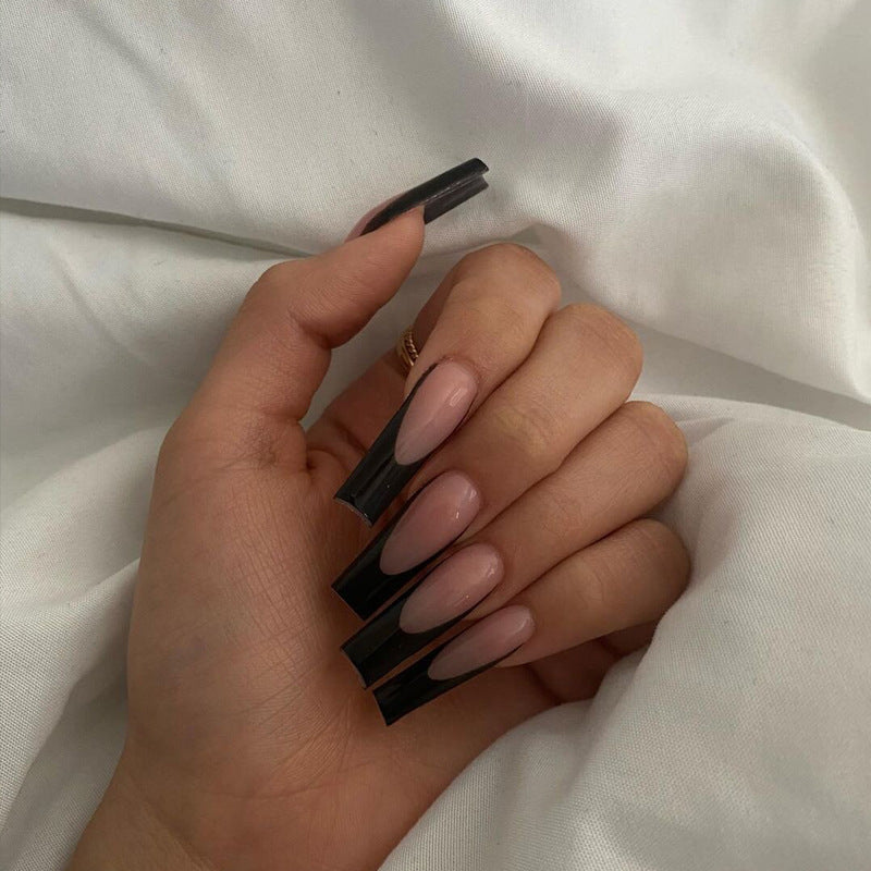 Long Simple Black Nail Tips