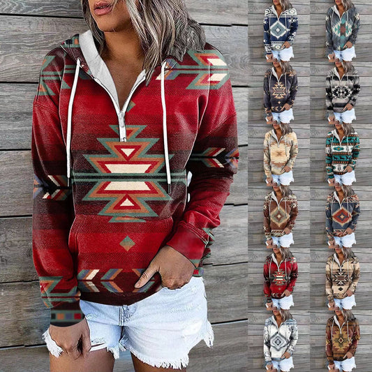 Female Ethnic Tribal Hoodie Coat