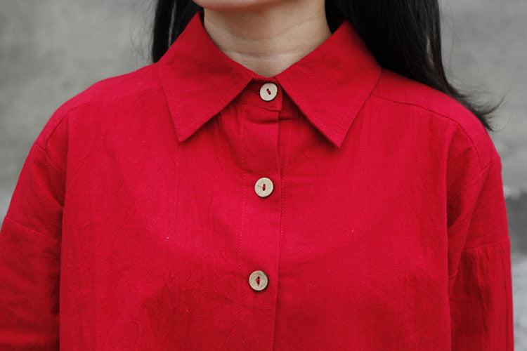 Loose Casual Irregular Blouse with Three-Quarter Sleeves for Women