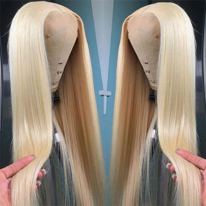 Front Lace Chemical Fiber Wig Matte Gold Long Straight Hair