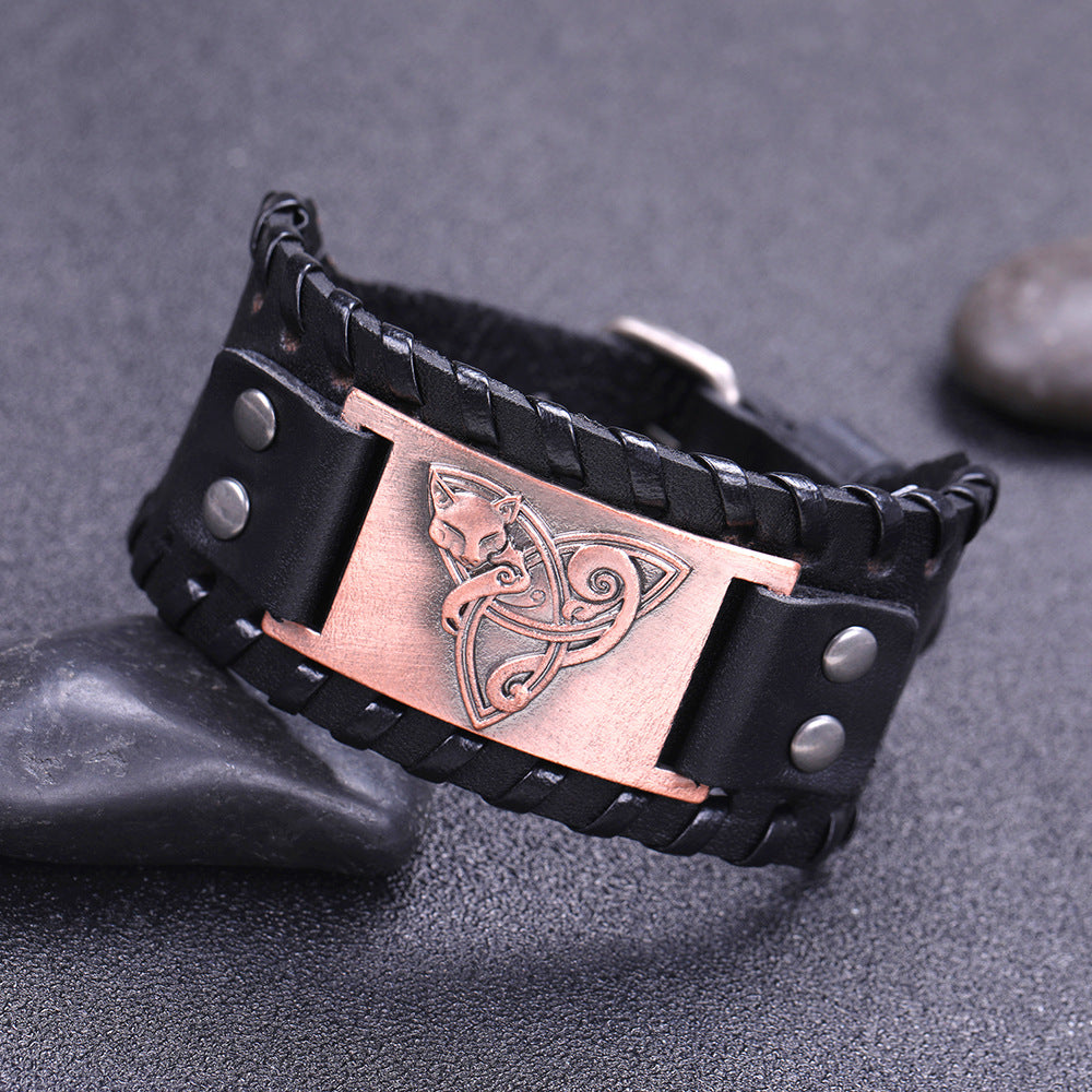 Triangle Fox Metal Bracelet Couple Leather Bracelet