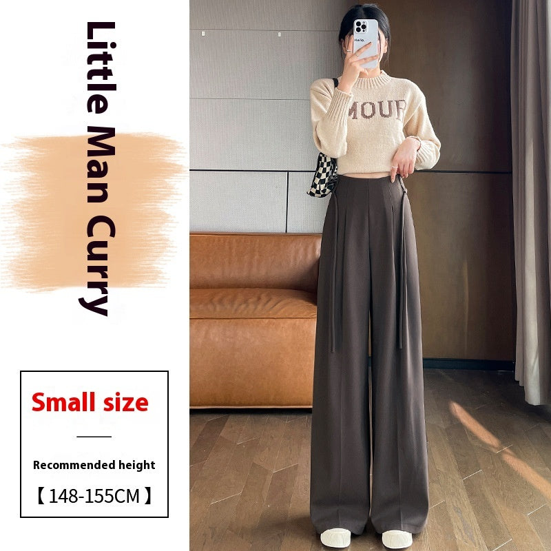 Gray Woolen Pants for Women - Draped, Thickened, High-Waisted, and Slimming Loose Fit