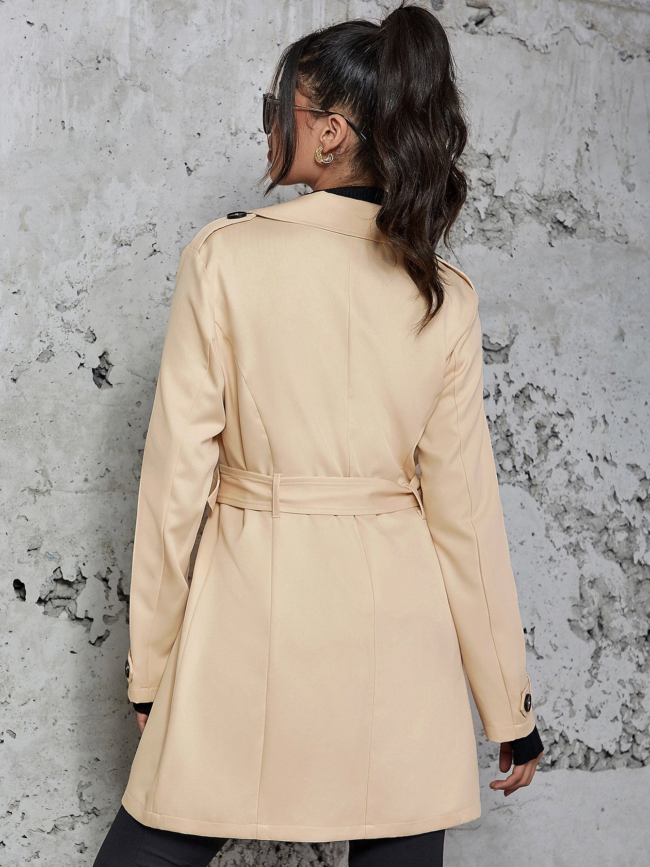 Women's Mid-Length British Style Trench Coat – Classic and Elegant Design