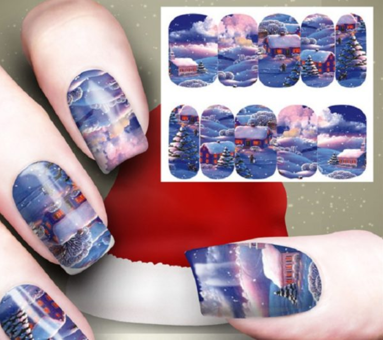 Festive Christmas Nail Art Water Transfer Decal Stickers