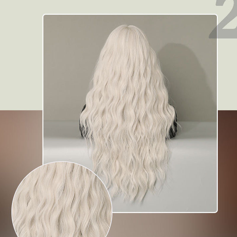 Silver Pink Curly Long Hair Full-head Wig Natural Realistic Fluffy Lolita Anime Cosplay