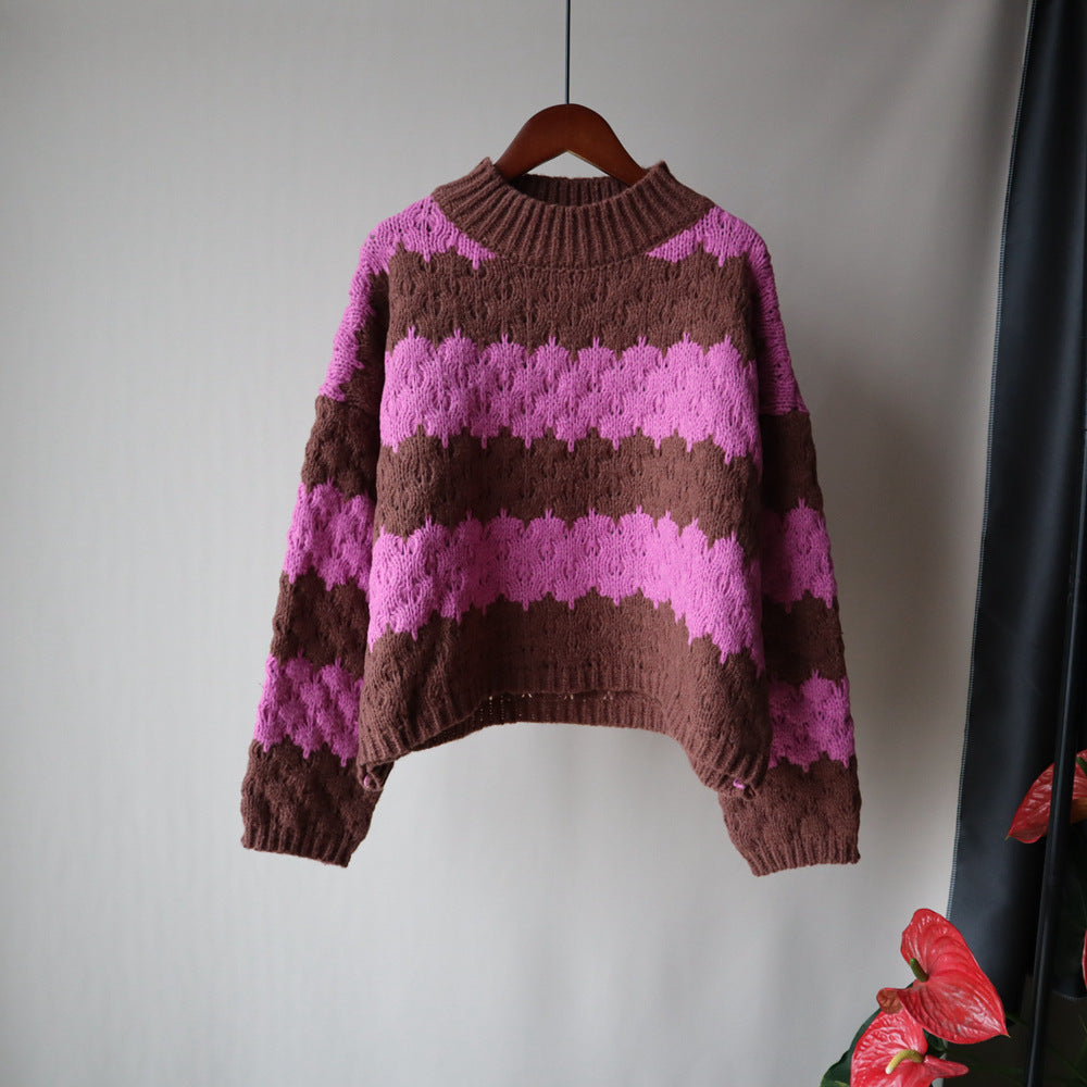 Retro Thick Sweater Contrast Striped Sweater