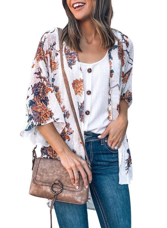 Women's Top: Fashionable Flower Print Shirt Jacket