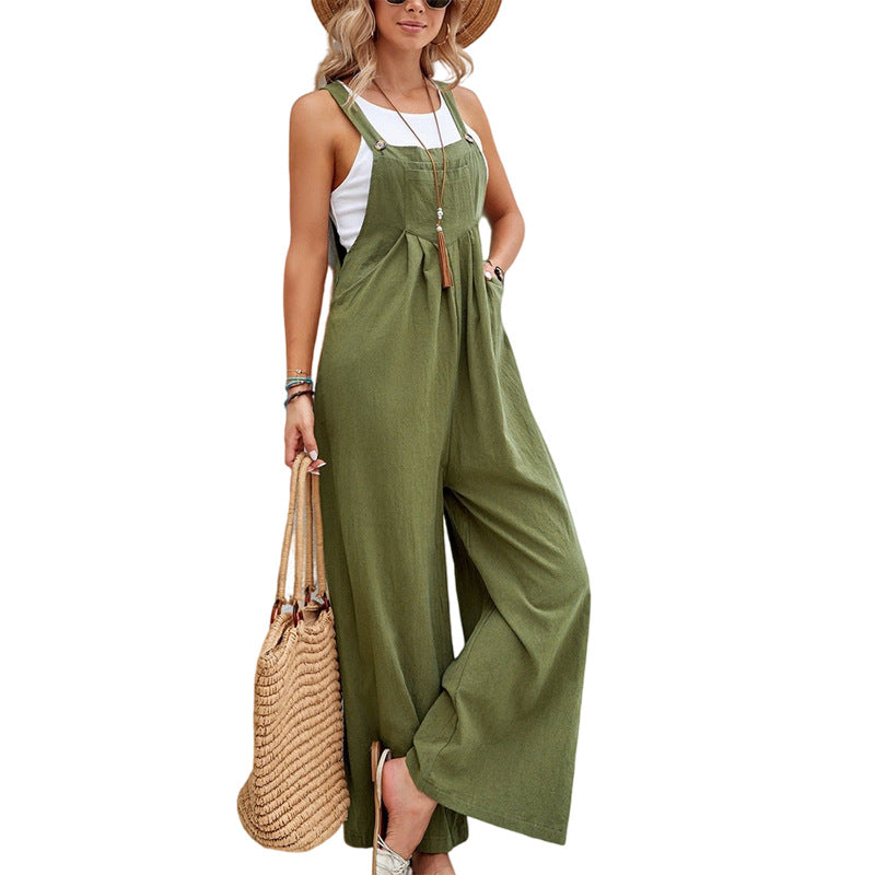 Hot-selling Women's Solid Color Casual Suspender Trousers Overall