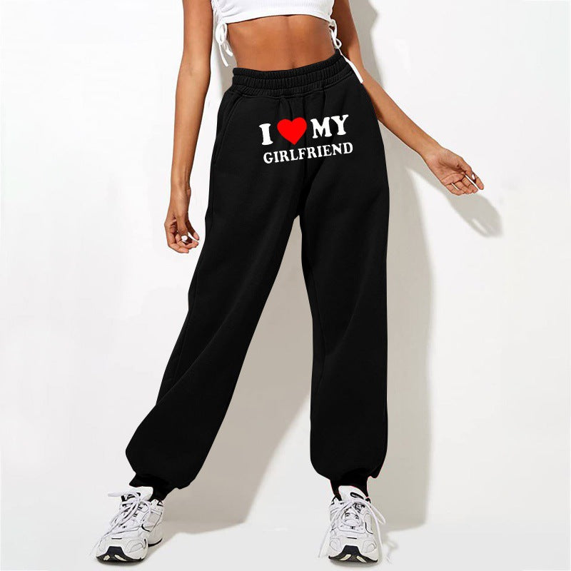 Women's Fashion Printed Casual Loose High Waist Workout Pants