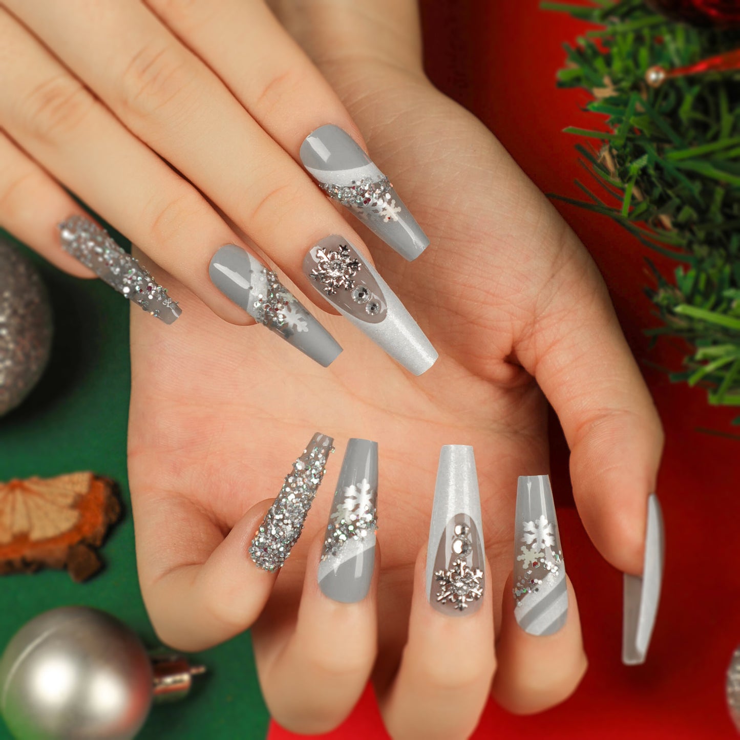 Christmas-Themed Removable Nail Tip Finished Products