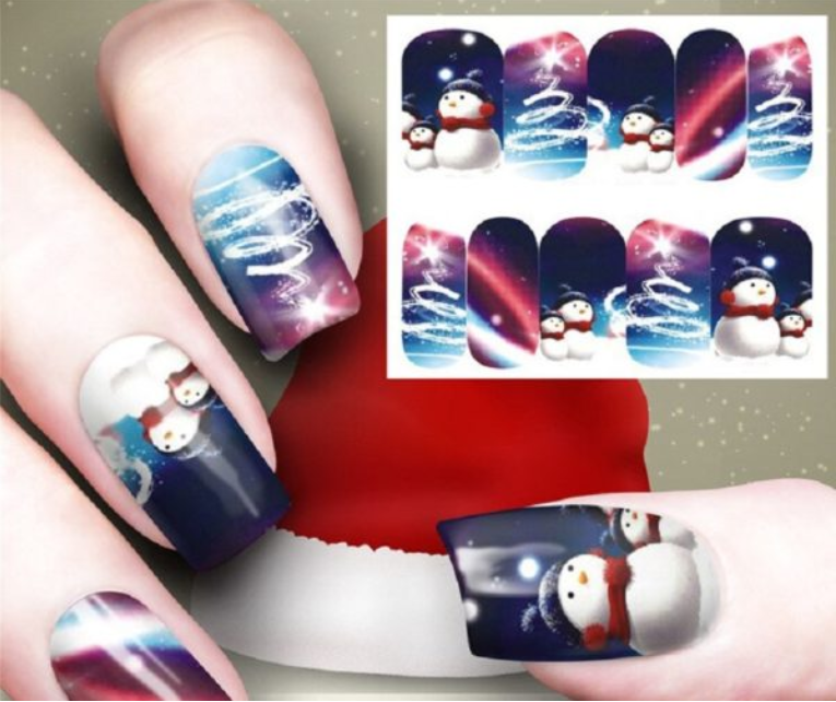 Festive Christmas Nail Art Water Transfer Decal Stickers