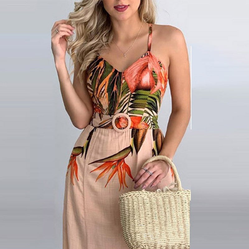 Women's Dress with Sling Strap and Floral Print