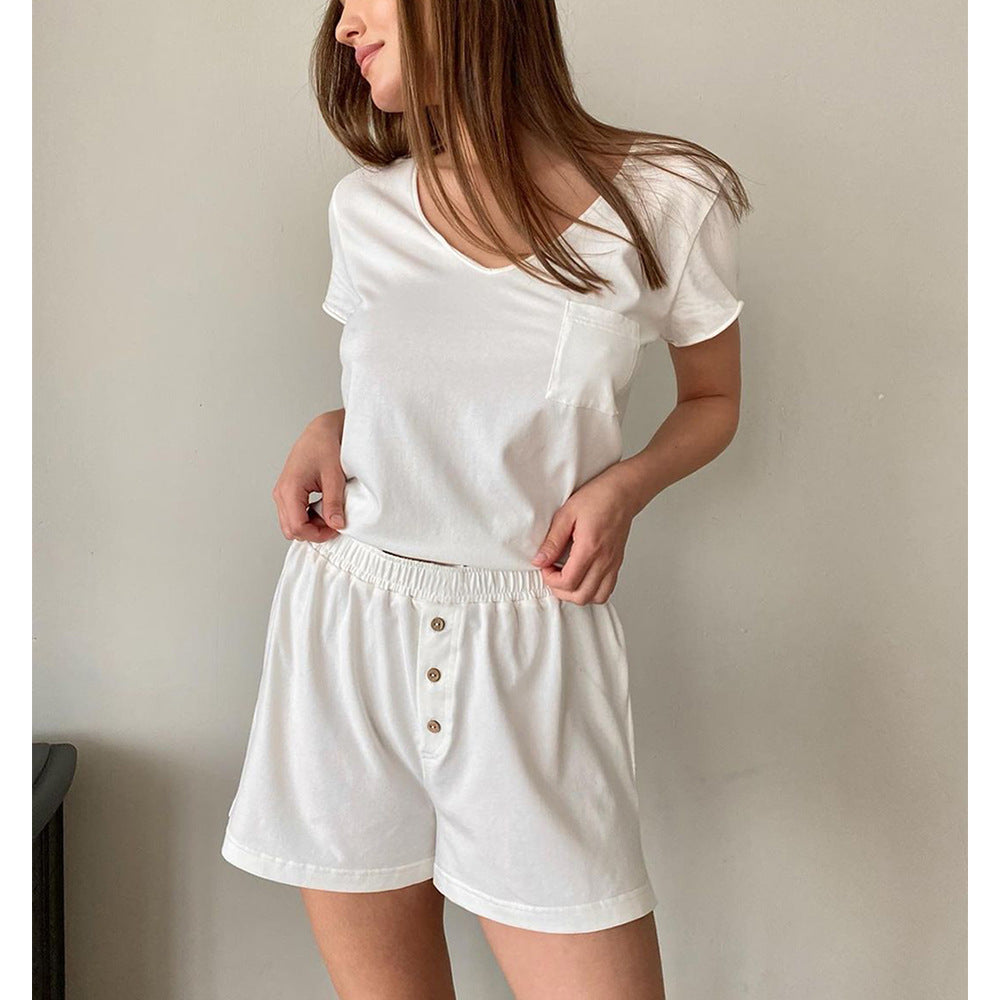 Stylish Casual V-Neck Pajama Set with Shorts, Perfect for Women's Fashion and Comfort