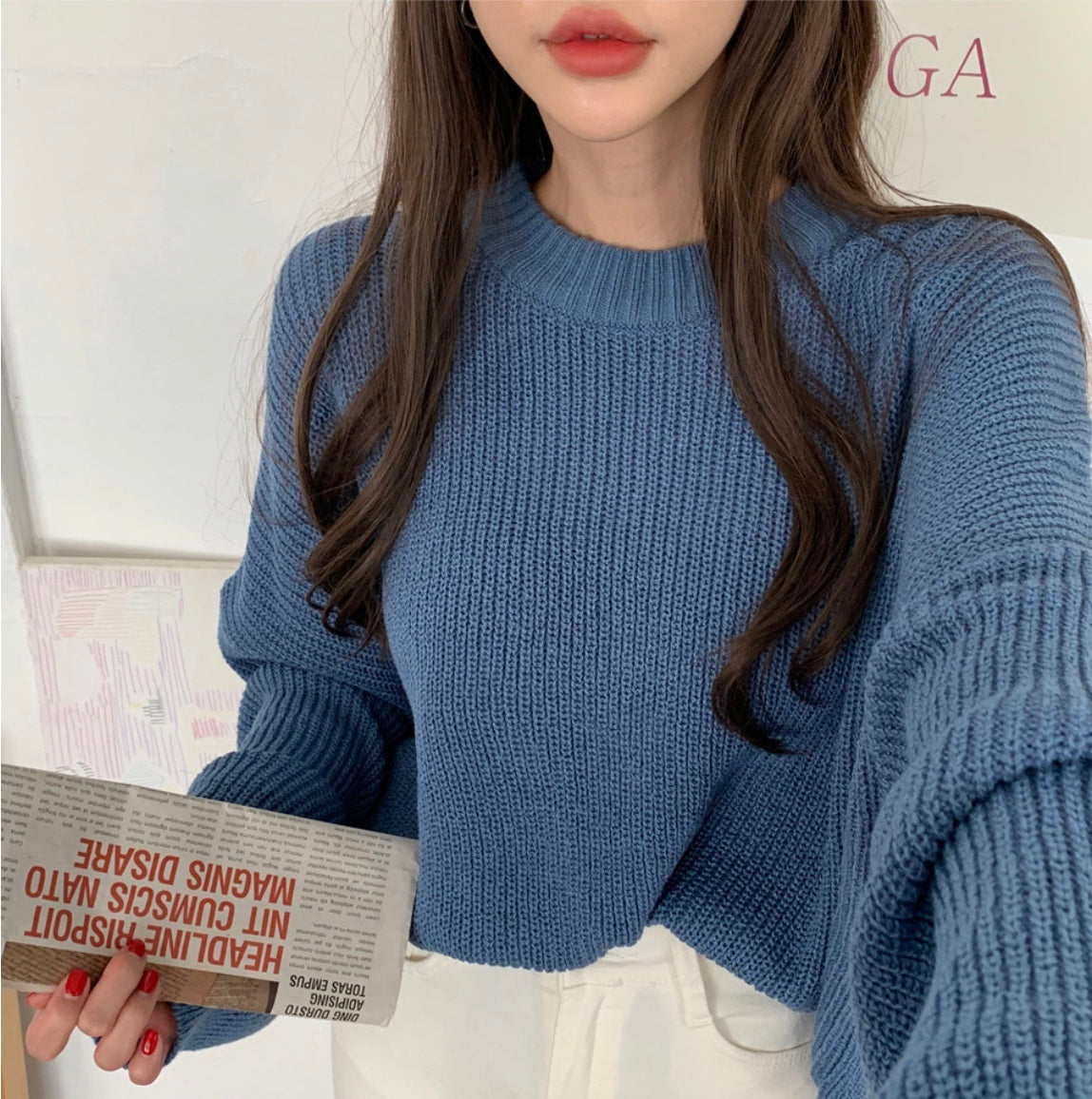 Loose Casual Solid Color Long Sweater for Women