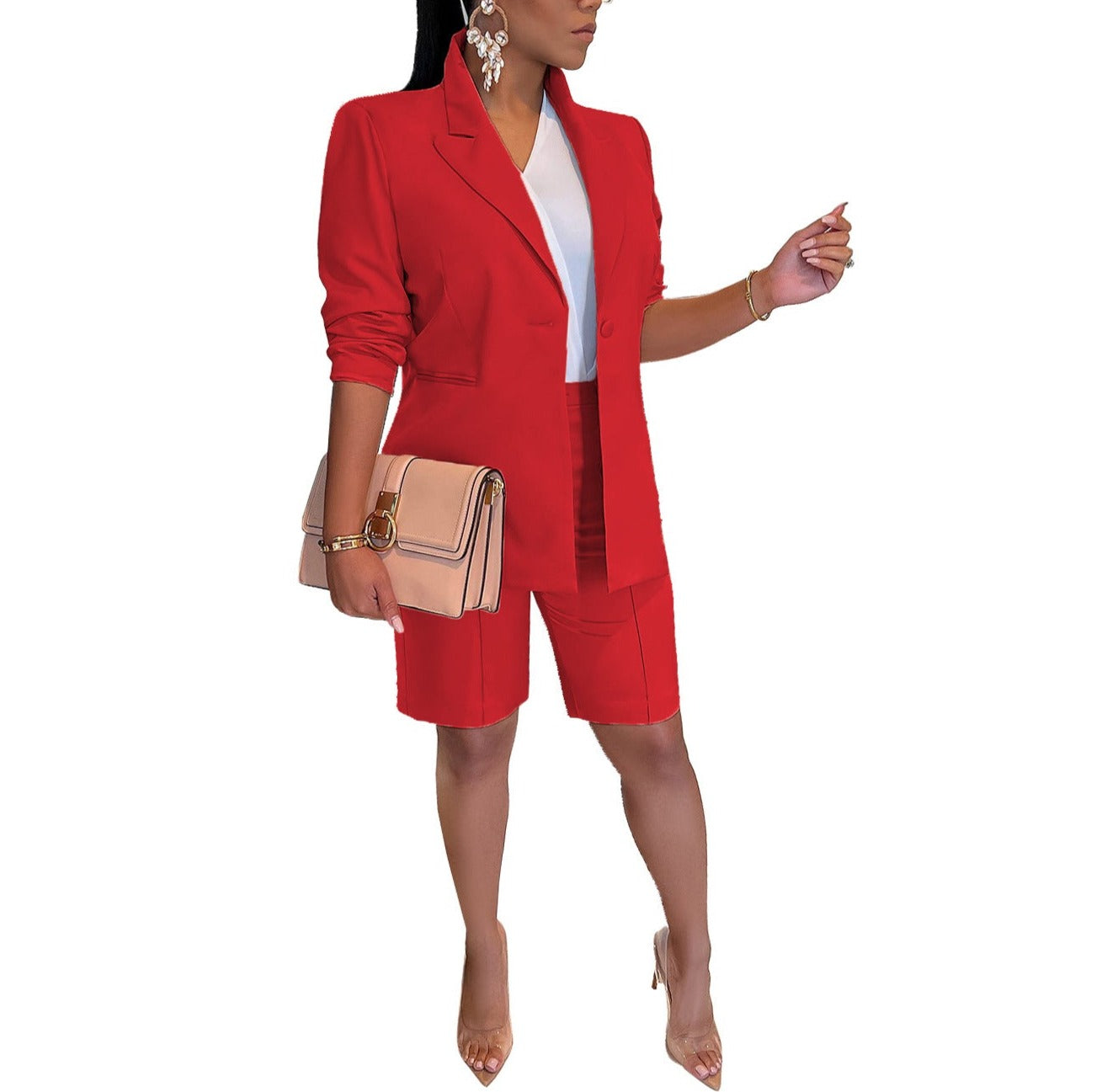 Spring and Summer Leisure Suit with Business Coat and Shorts