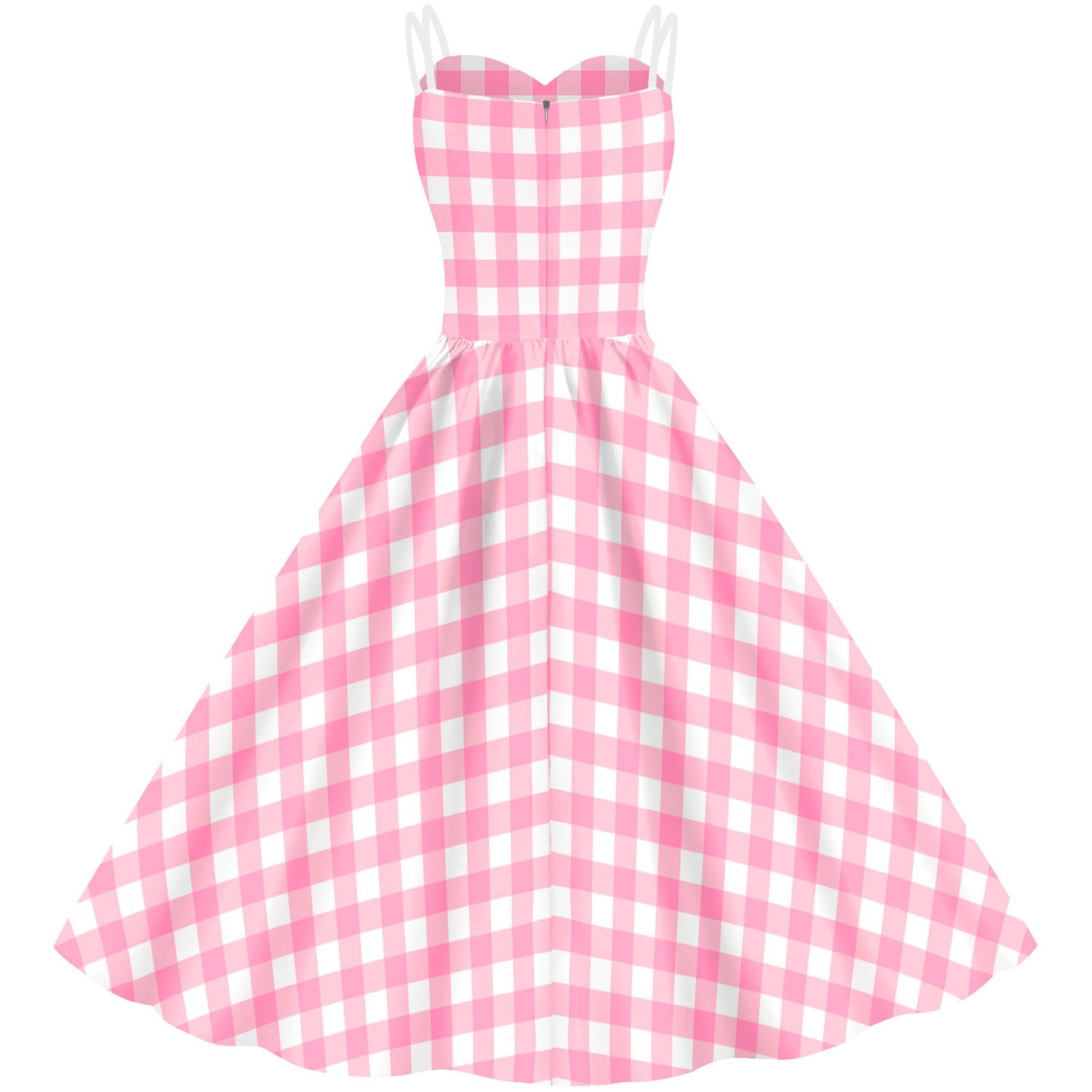 Barbie Digital Print Pink Plaid Dress for Women