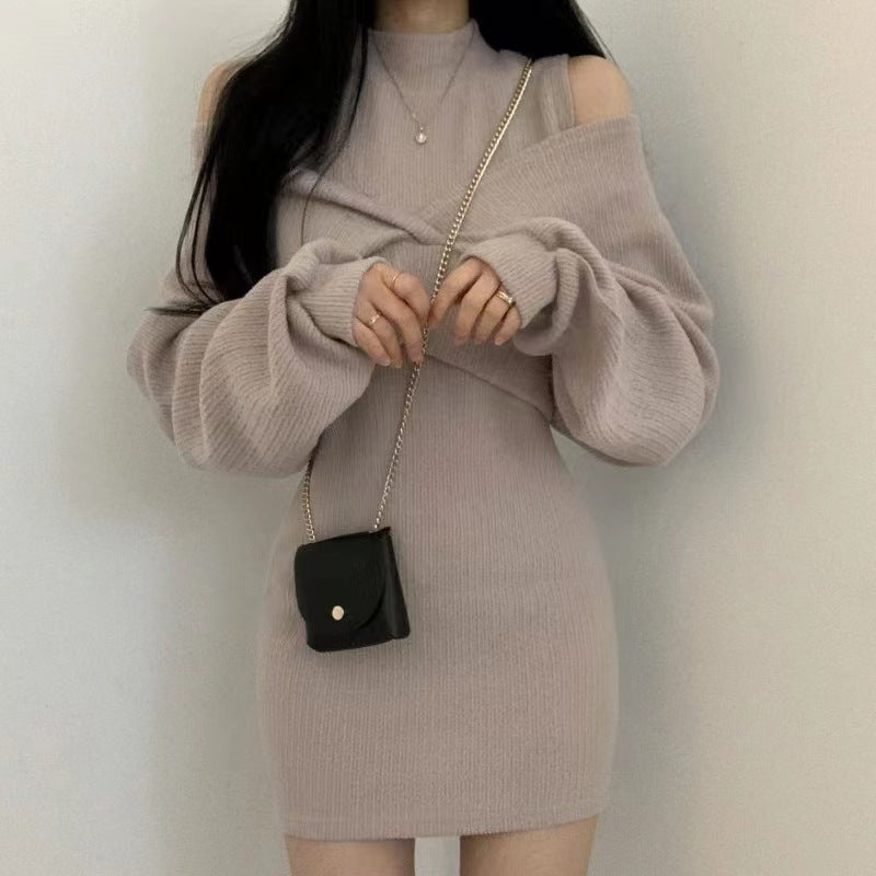 Fashion Cover Up Sweater Two-piece Set For Women