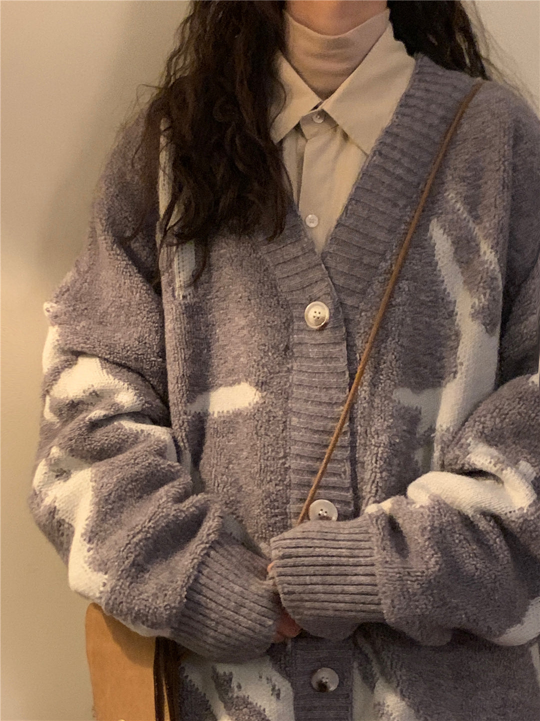 Loose-Fitting American Vintage Cardigan Sweater Jacket