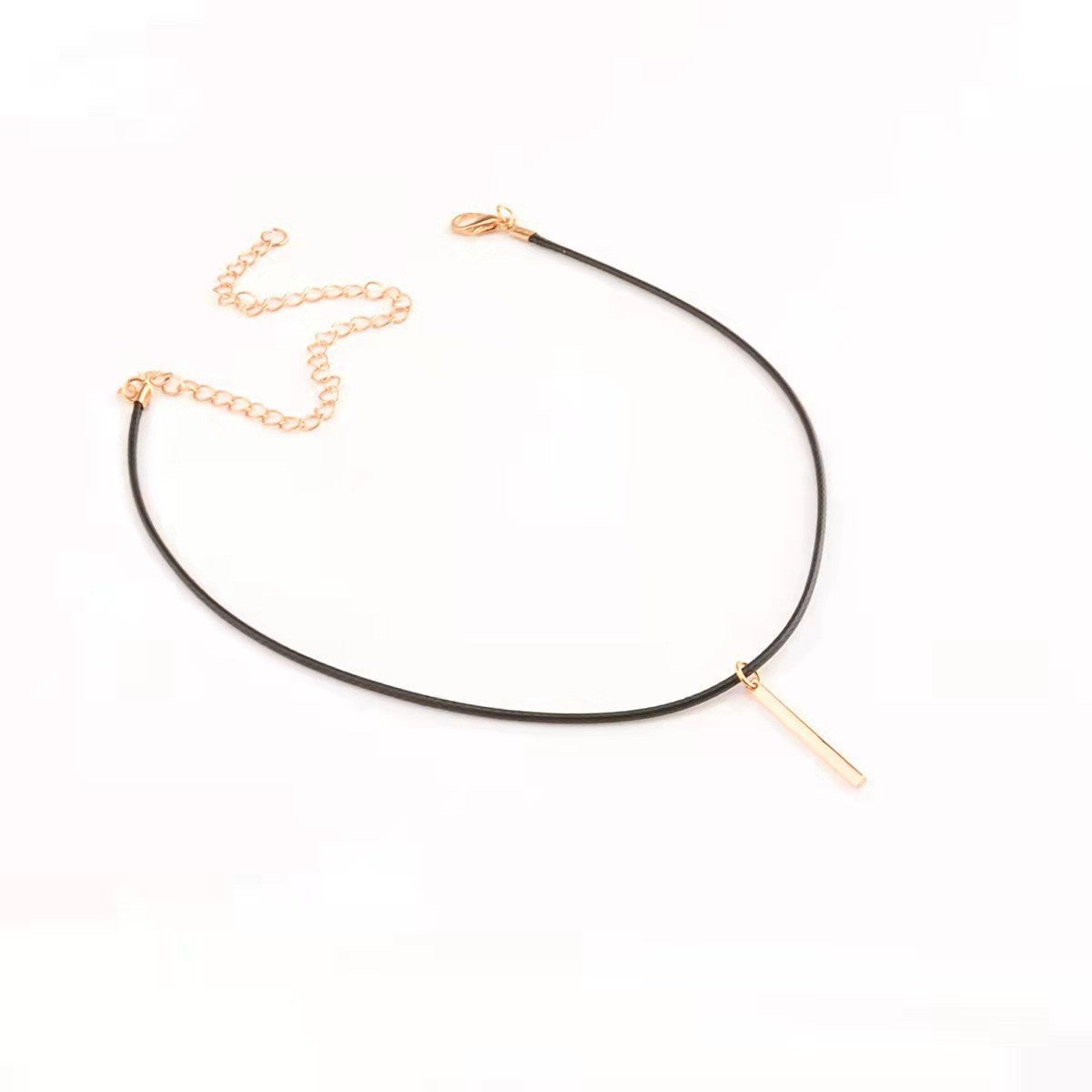 All-matching Casual Wax Line Metal Strip Necklace