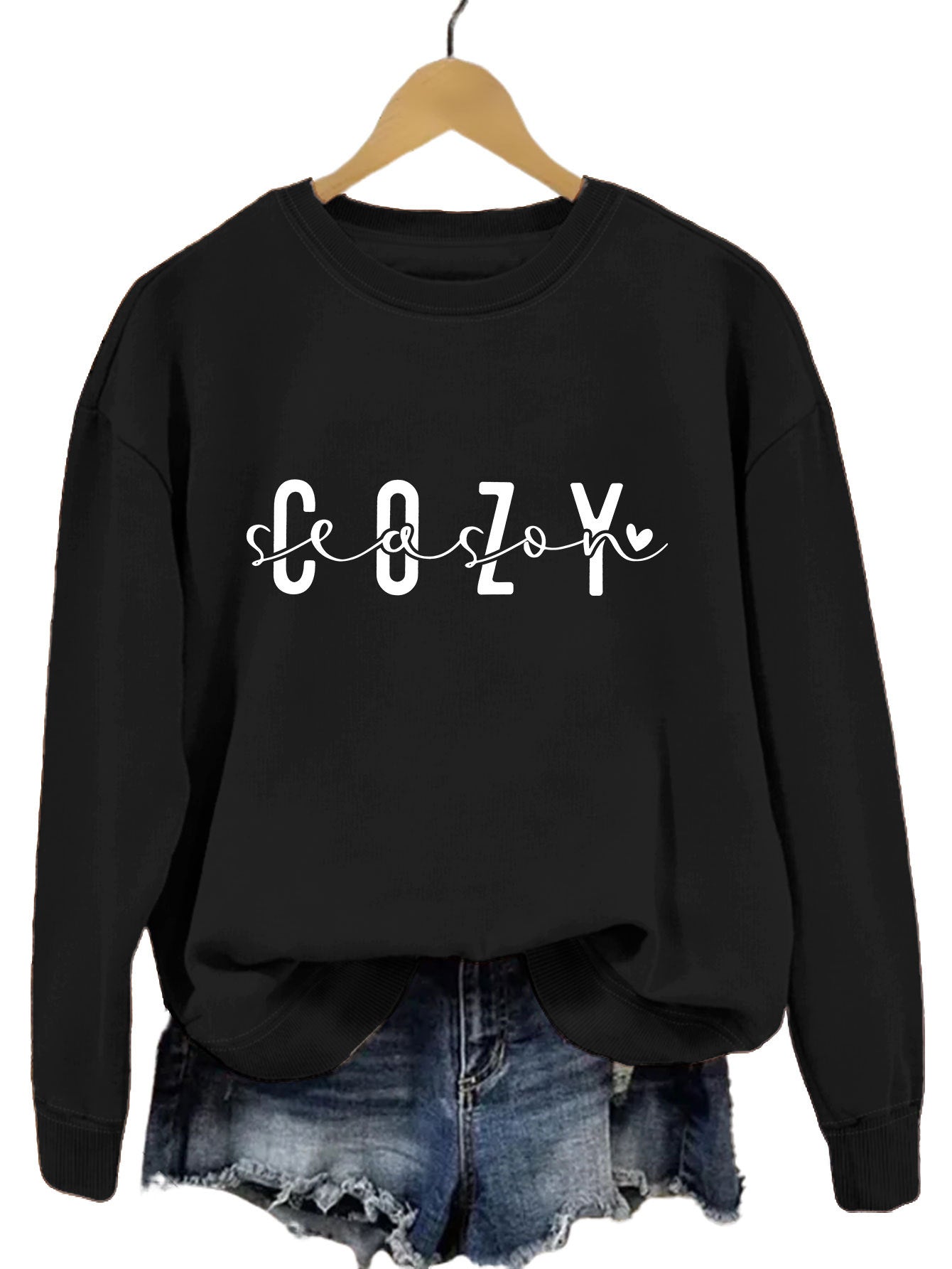 Fashion Printed Cozy Season Autumn Crew Neck Long Sleeve All-match Loose Sweater