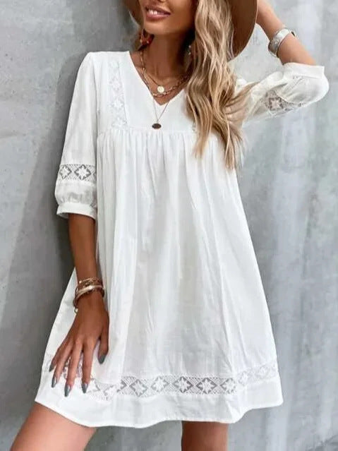 V-neck Minimalist Casual Vacation Dress