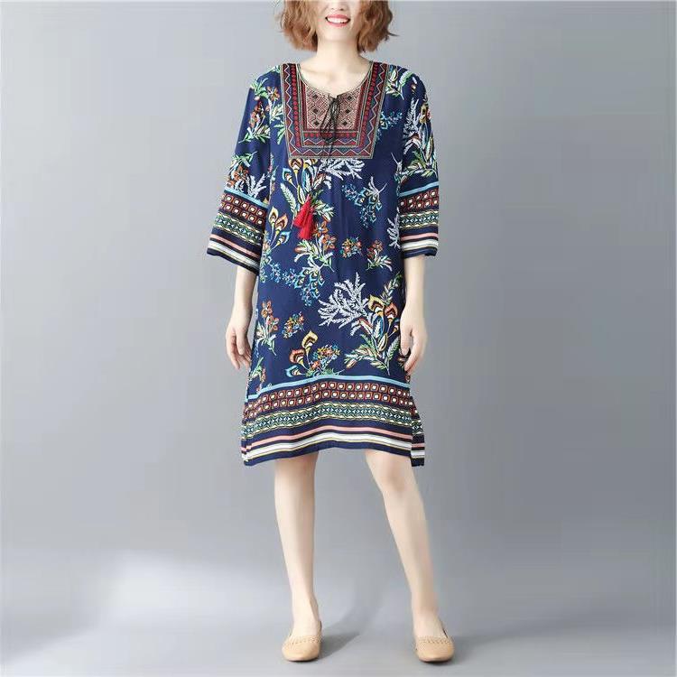 Women's Printed Round Neck Beach Dress