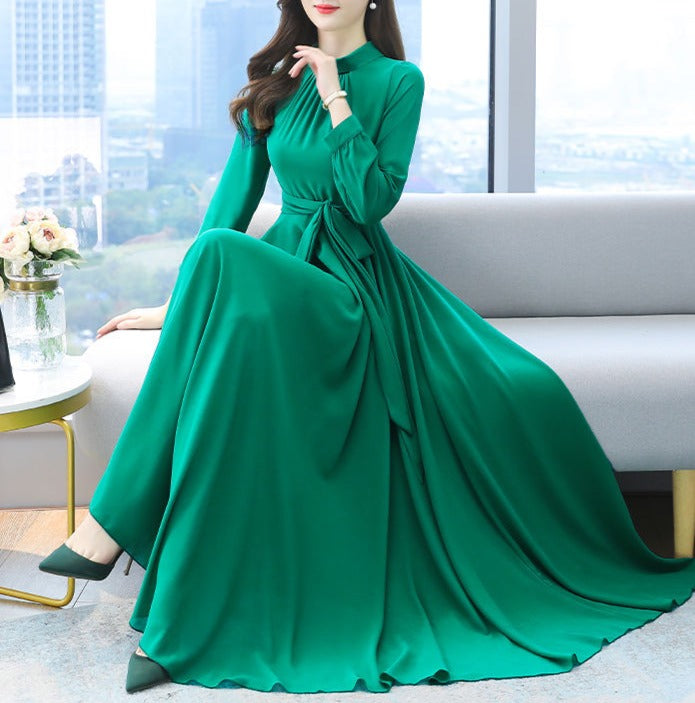 Solid Color Chiffon Dress for Women