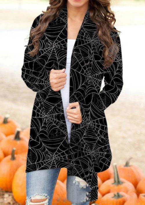 Halloween-Themed Digital Print Casual Cardigan Jacket for Women