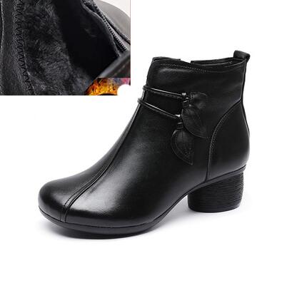 Plush Warm Boots for Women with Thick Heel