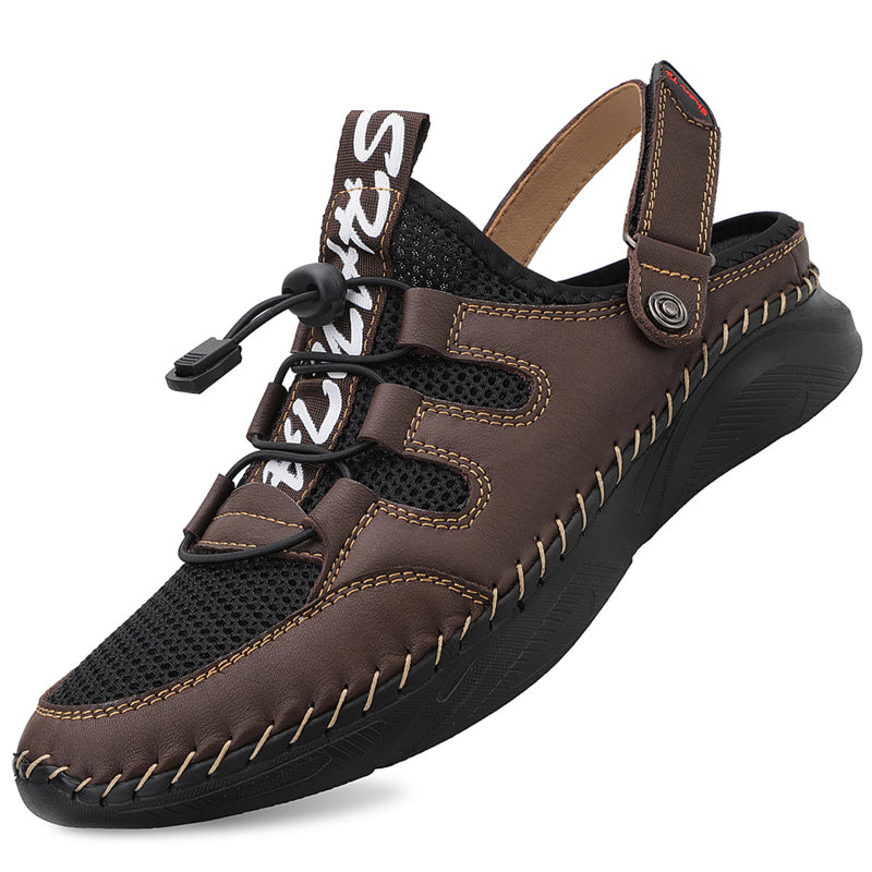 Step Out in Style with Top Layer Cowhide Casual Sandals for Men - Available in Plus Sizes