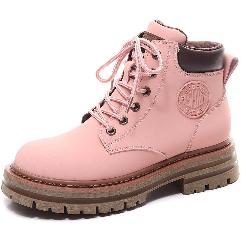 Women's All Match Leather Thick Sole Martin Boots