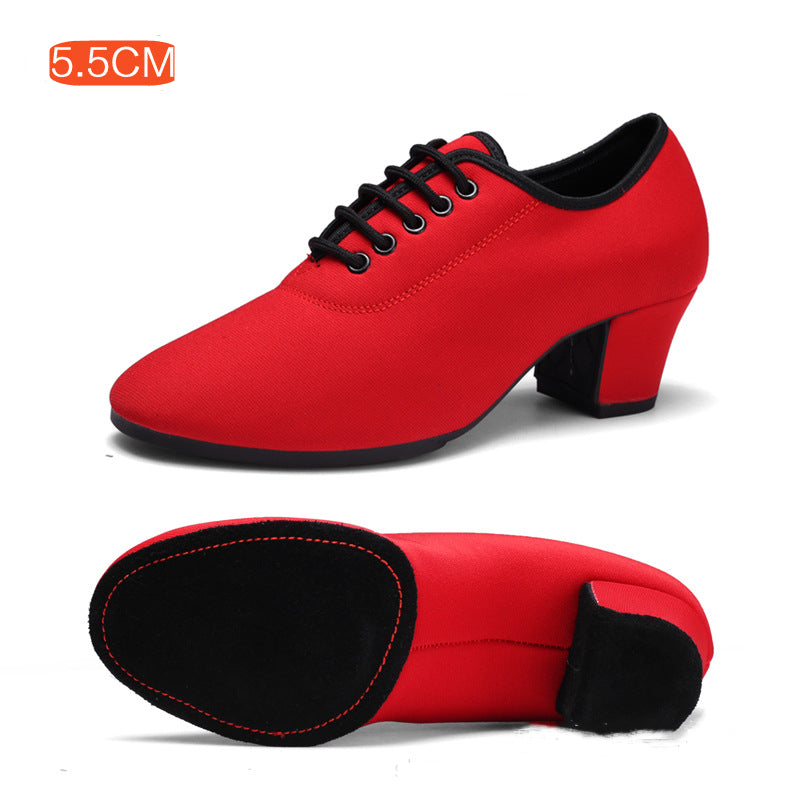 Charm Charm Latin Dance Women's Mid Heel Soft Bottom Oxford Cloth Dancing Shoes