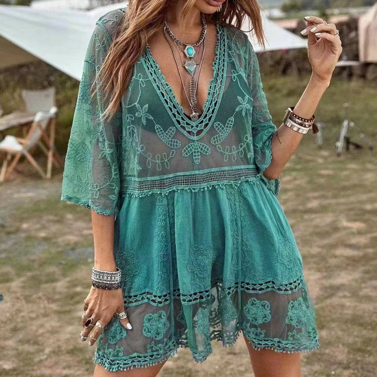 Lace Loose Resort Sunscreen Swimsuit Cover Up Skirt