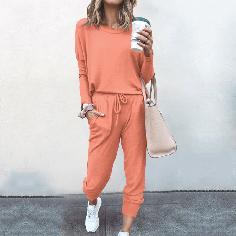 Long-Sleeved Casual Suit with a Loose and Solid Color Design