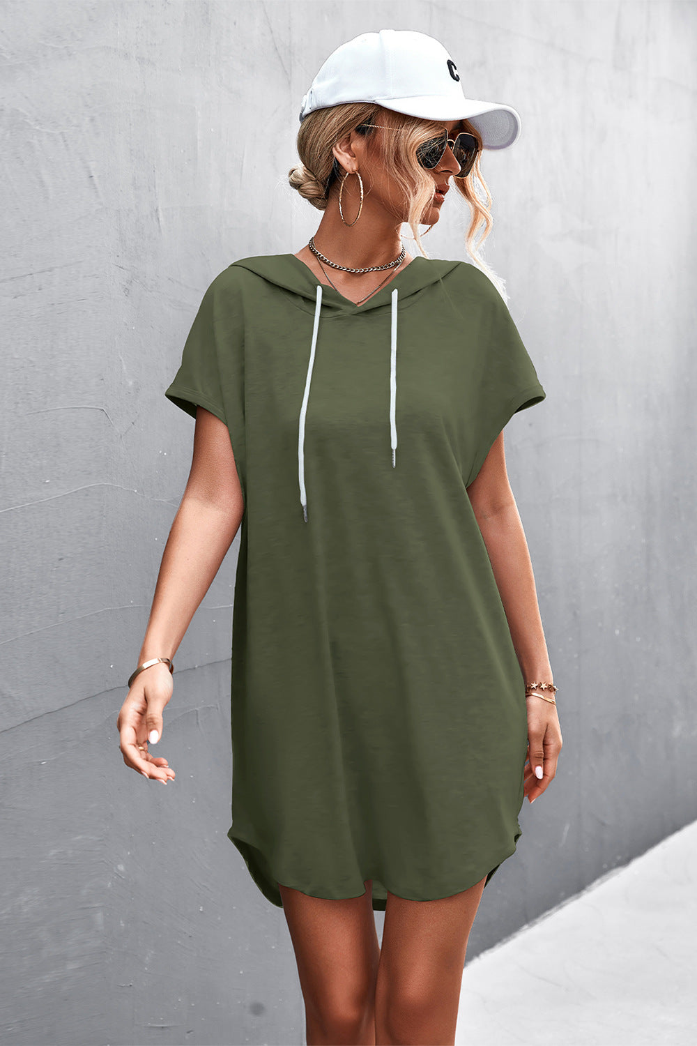 Summer Casual Hooded Solid Color Dress