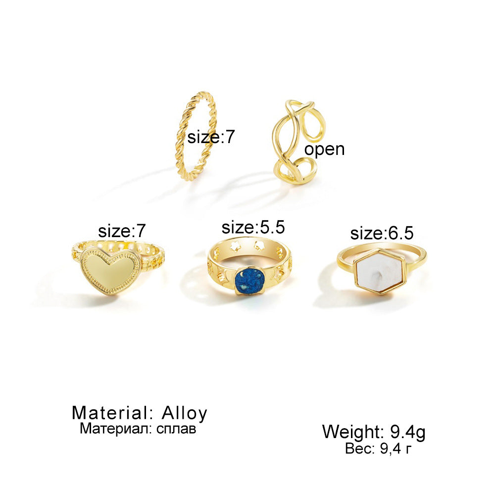 Women's Fashion Vintage Alloy With Diamond Chain Ring Set