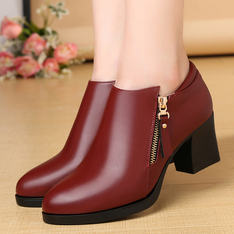 Fashion Personality Autumn Soft Leather Ladies Shoes