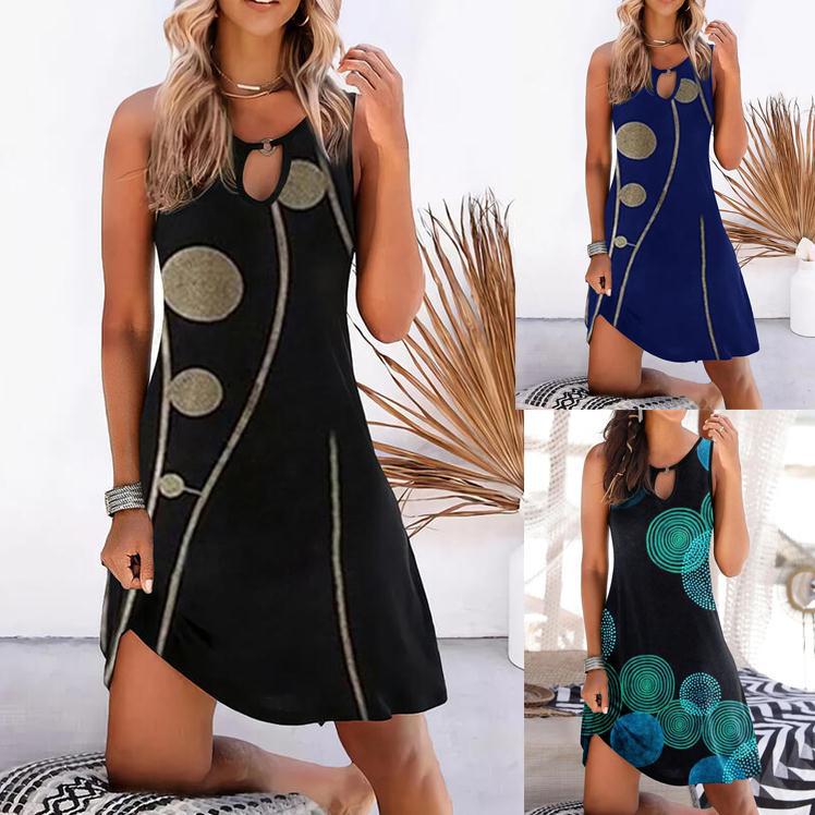 Polka Dot Print Sleeveless Dress Women