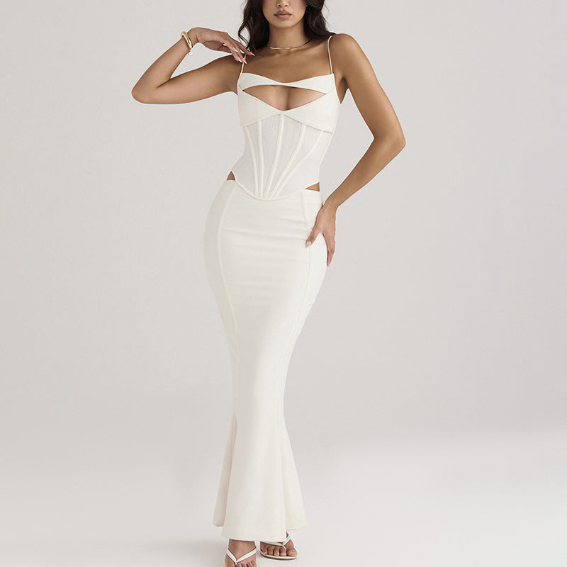 Sling Fishbone Corset Slimming Hollow Dress